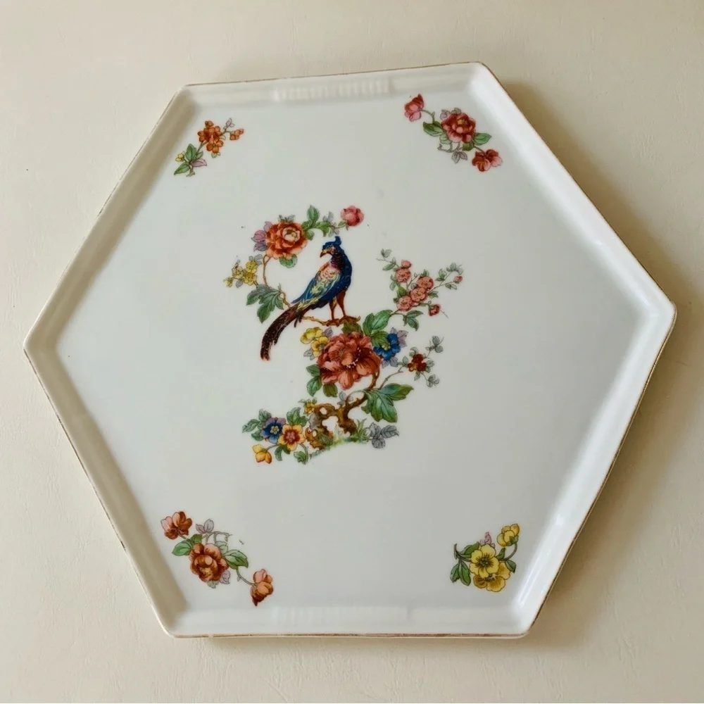Vintage Czechoslovakia Hexagonal Lunch Dinner Tray 10 Inch